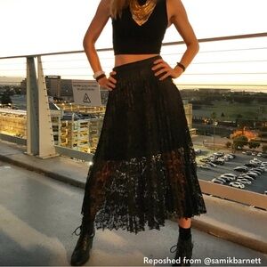 Free People - High waist accordion pleat lace skirt goth cottage core